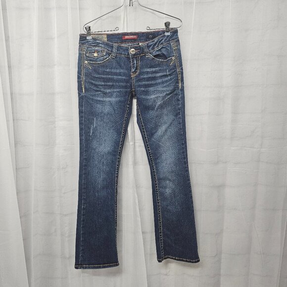 UNIONBAY Blue Y2K True Boot Cut Distressed Low-Rise Jeans 3 - Picture 1 of 13